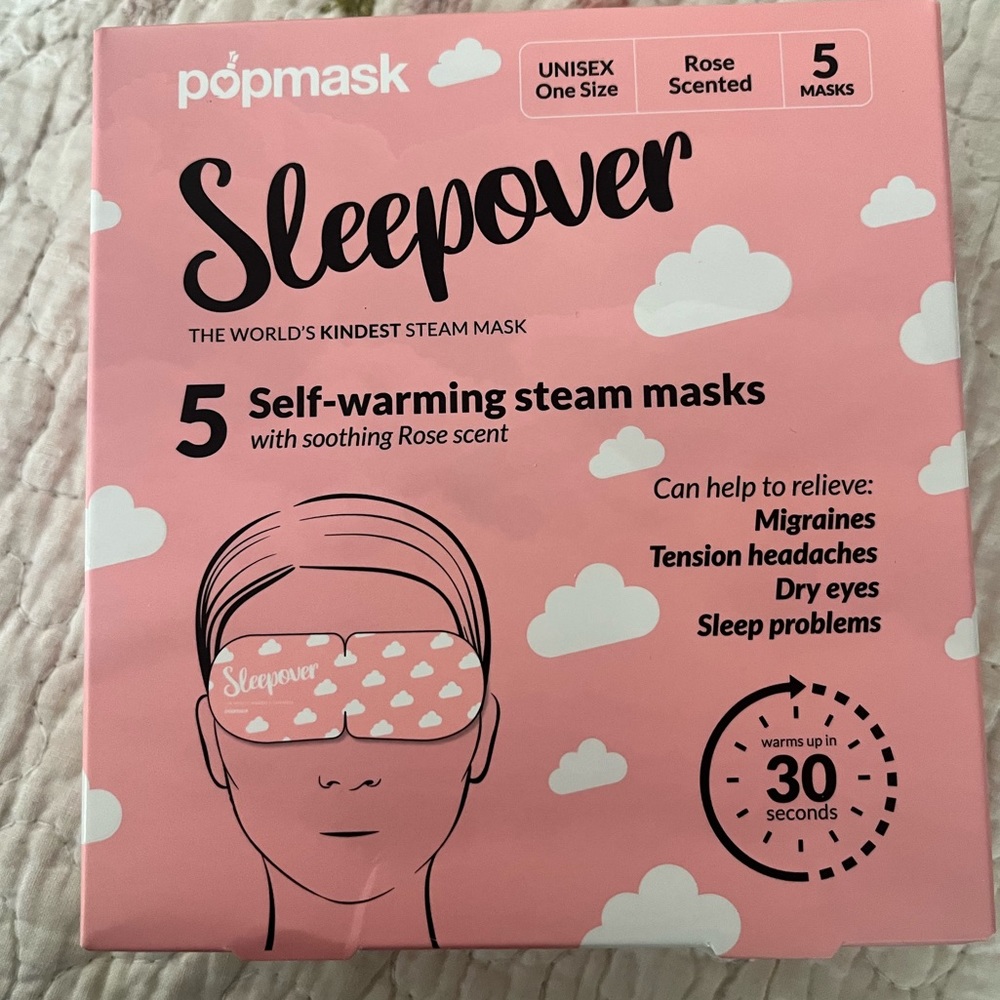 Pop mask sleepover rose scented self warming sleep mask (5pack)